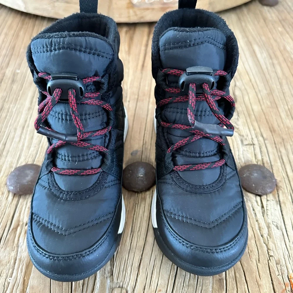 Sorel Kids Black Snow Boots with Red Laces